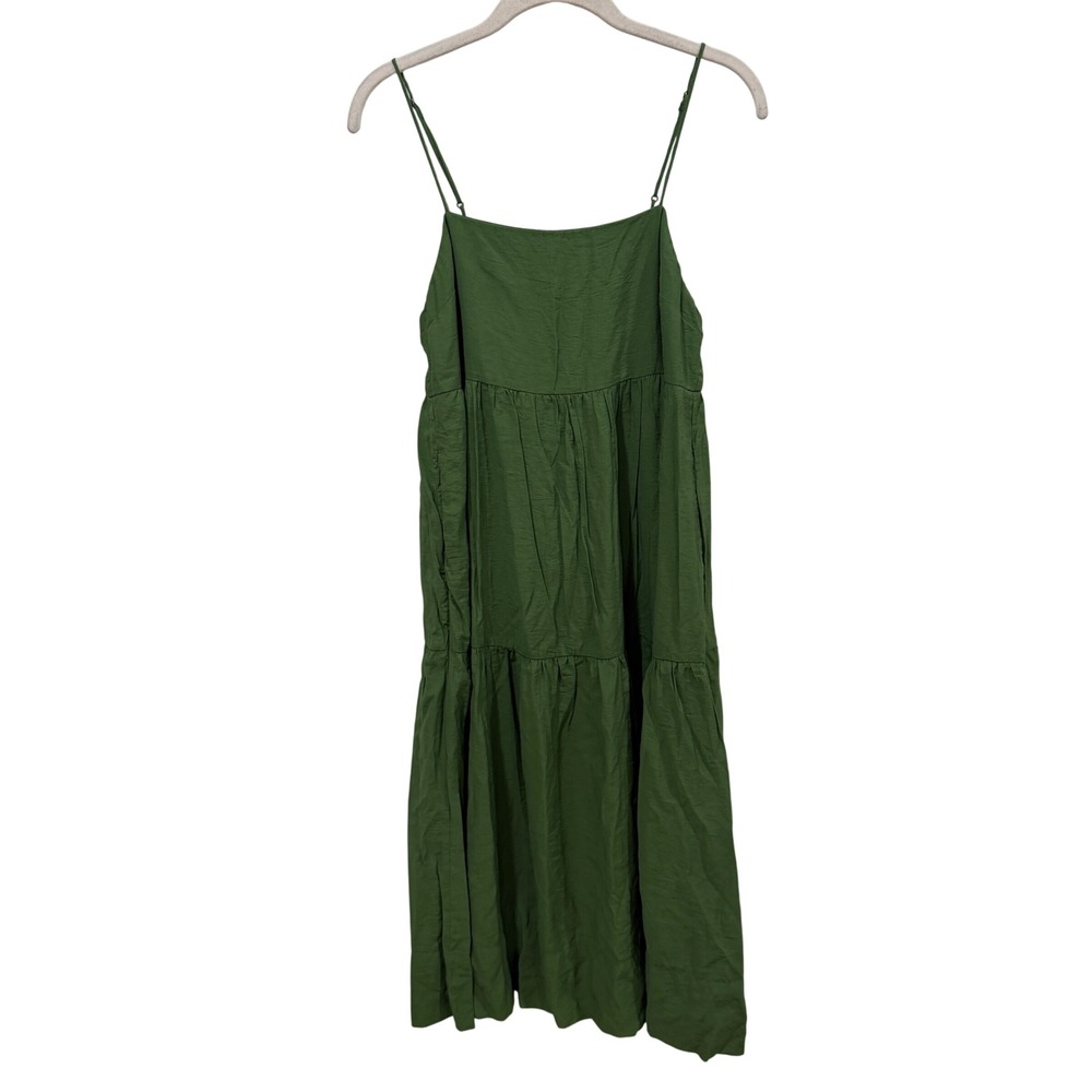 Abercrombie & Fitch Green Tiered Midi Dress Adjustable Straps Pockets XSP